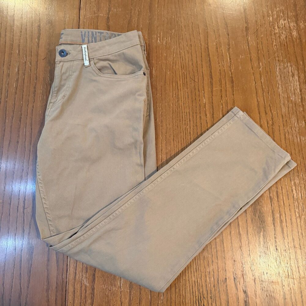 Weatherproof Vintage Pants Mens 32x32 Khaki Slim Fit Stretch Casual Chino New